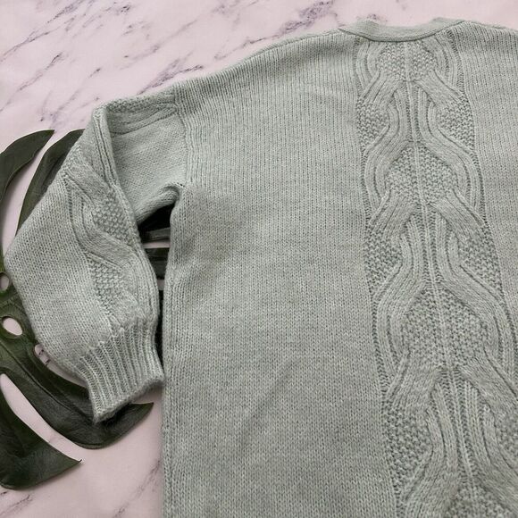 A New Day Target Womens Chunky Cardigan Sweater Size L Mint Green Cable Knit - Picture 11 of 12